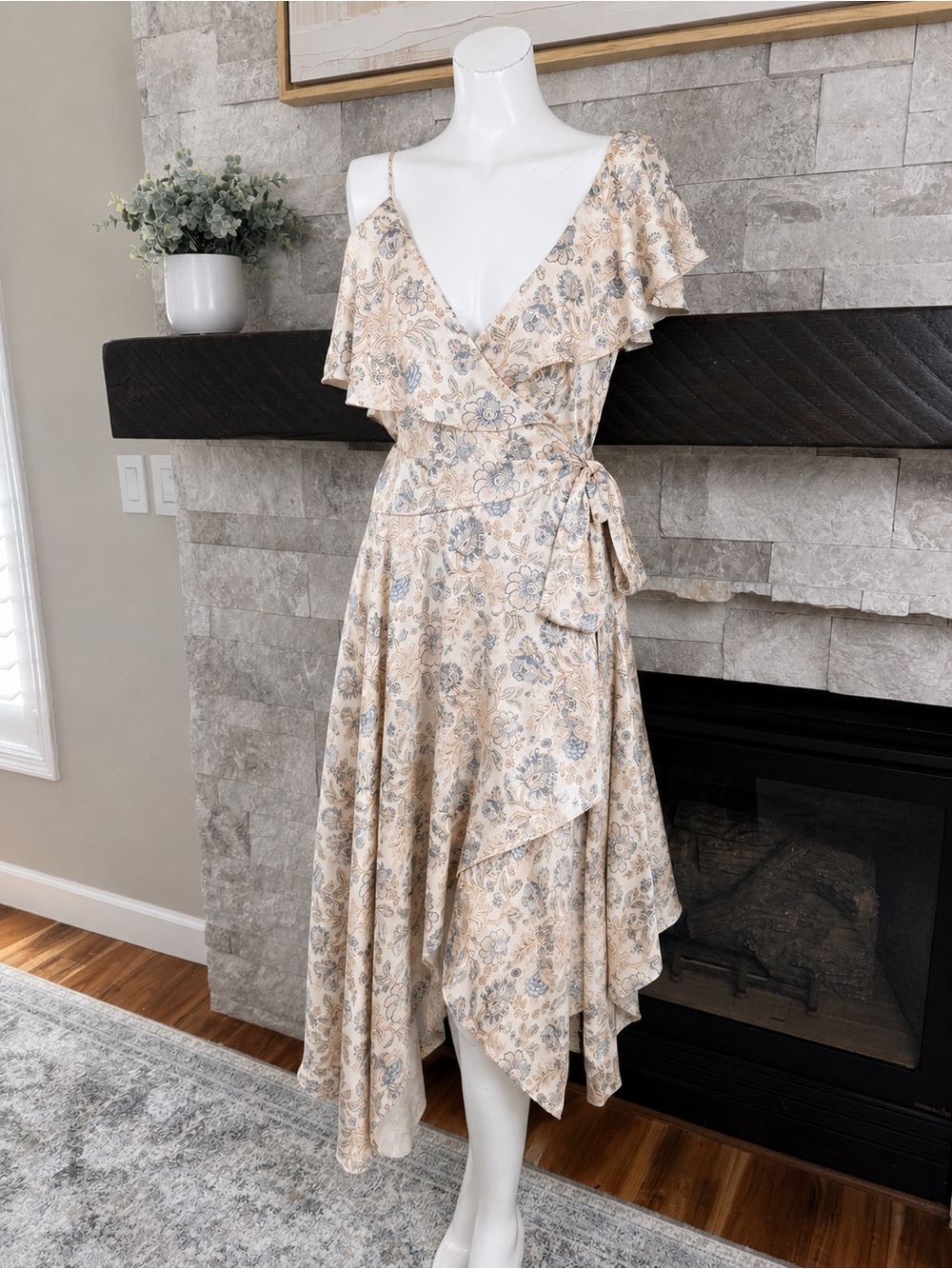 Zimmermann 100% Silk Asymmetrical Floral Ruffle Dress – Size 2